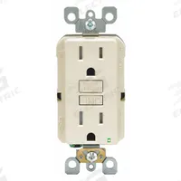 LEVITON GFI Receptacle: Decorator Duplex, 5-15, Light Almond, GFCI, 125V AC, 15 A, 2 Pole / 3 Wire (MPN GFTR1-T)