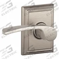 SCHLAGE RESIDENTIAL Door Lockset: Passage Lever Locksets, Nickel (MPN F10 MER 619 ADD). Key specifications — Ligature Resistance: Not Ligature-Resistant; Brand: SCHLAGE RESIDENTIAL; Lockset Function ANSI Code: F75; Visual Indicator Message: No Message; Lockset Style: Merano; ADA Compliant: No; Finish: Satin Nickel-Plated, Clear Coated : Brass.