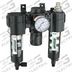 SPEEDAIRE Filter/Regulator/Lubricator: 1/4 in NPT, 51 cfm, 150 psi Max Op Pressure, 5 micron (MPN 7D691). Key specifications — attr109524: SPEEDAIRE.