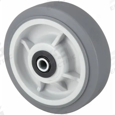 APPROVED VENDOR Caster Wheel: 8 in Wheel Dia., 2 in Wheel Wd, Rubber, 600 lb Load Rating - Nonmarking Rubber Tread on Plastic Core Wheels