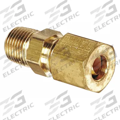 WEATHERHEAD Compression Fitting Adapter: 1/4 in OD x 1/8 in Pipe Fitting Size - Standard Sleeve Brass Compression Fittings