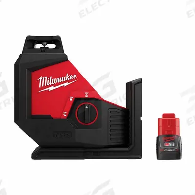 MILWAUKEE Laser with Battery: 0 Lines and 0 Dots, Green Beam, 1 Planes - Plane Laser Levels