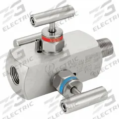 HAM-LET Three-Way Valve: Stainless Steel, 1/2" MNPT, 1/2" FNPT, 6,000 psi Pressure, PTFE, 1/4" FNPT (MPN M-32M-85-8N-SS-T-T). Key specifications — Brand: HAM-LET; Drain: 1/4" FNPT; Inlet Connection: 1/2" MNPT; Outlet Connection: 1/2" FNPT.