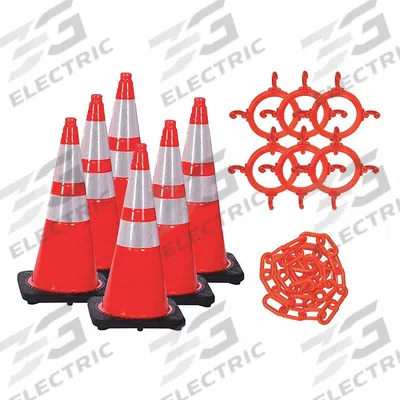 MR. CHAIN Traffic Cone: MUTCD/NCHRP-350, 28 in Cone Ht, Orange, High-Intensity Prismatic - Traffic Cone Kits