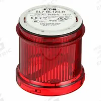 EATON Tower Light Module: Flashing, 110/120V AC, Red, 73 mm Overall Dia, 3 in Overall Ht, SL7 (MPN SL7-BL120-R). Key specifications — Brand: EATON; Compatible with Series: SL7; Lens Color: Red; Operating Voltage: 110/120V AC; Manufacturer Part Number: SL7-BL120-R.