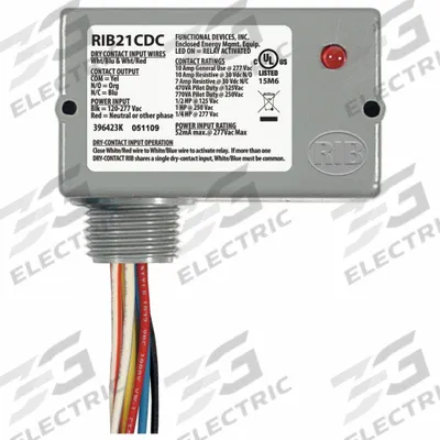 RIB Enclosed Pre-Wired Relay: 10 A Rating, SPDT - General Purpose Power Relays