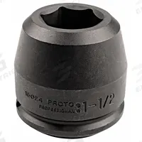 PROTO Impact Socket: 1 1/2 in Drive Size, SAE, 4 3/16 in Socket Size, 6-Point, Std, Black Oxide (MPN J15067). Key specifications — attr1215501: PROTO; attr1215515: Black Oxide; attr1215518: 4-3/16 in.