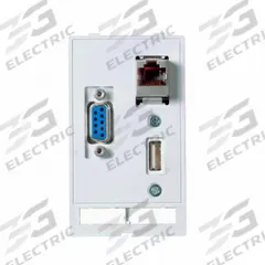 MURRELEKTRONIK Data Insert: RJ45 Cat5E/SUB-D9/USB, 51 mm x 88 mm (MPN 4000-68000-1430000). Key specifications — Brand: MURRELEKTRONIK; Data Port Configuration: (1) RJ45 CAT5e; Insert Design: Data Insert.