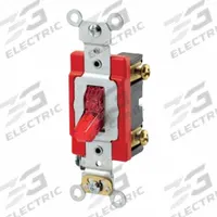 LEVITON Wall Switch: Toggle Switch, Single Pole, Maintained, Red, 277V AC, 20 A (MPN 1221-7PR). Key specifications — Illuminated: Yes.