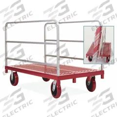 RAYMOND PRODUCTS Panel Truck: 3,200 lb, Red, 54 in L x 30 in W x 37 1/2 in H Deck, 11 3/4 in Deck Ht (MPN 3908). Key specifications — Color: Red; Caster/Wheel Configuration: (4) Swivel; Brand: RAYMOND PRODUCTS.