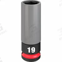 MILWAUKEE Lug Nut Wheel Socket: 1/2 in Drive Size, Metric, 19 mm Socket Size, 6-Point, Deep, Socket (MPN 49-66-7804). Key specifications — attr1215501: MILWAUKEE; attr1215515: Black Phosphate; attr1215518: 19 mm.