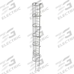 TRI-ARC Fixed Ladder with Safety Cage: 28 ft Overall Ht, 18 in Overall Wd, Steel, 29 Rungs (MPN WLFC1129). Key specifications — Brand: TRI-ARC; Assembly: Unassembled; Number of Sections: 3.