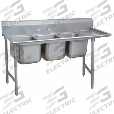 ADVANCE TABCO Scullery Sink: 3 Bowls, 42 in Overall Ht, 108 in Overall Lg - Three-Bowl Freestanding Kitchen & Bar Sinks without Faucets