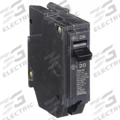 GE Miniature Circuit Breaker: THQL, 20 A, 120/240V AC, Single Phase, 10kA at 120/240V AC, Std (MPN THQL1120). Key specifications — Amps: 20 A; AC Voltage Rating: 120/240V AC; Phase: Single; Max. AIR Rating: 10kA at 120/240V AC; For Use With: Power Mark Gold Load Centers and AQ Lighting Panels.