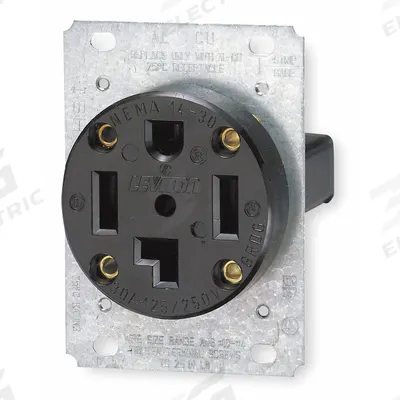 LEVITON Receptacle: Single, 14-30, Black, 125/250V AC, 30 A, 3 Pole / 4 Wire (MPN 278-S00) - General Purpose Receptacles
