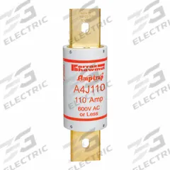 MERSEN Fuse: A4J Series, Class J, Blade Body, Fast-Acting, 110 A, 600 V AC, 300 V DC, Non-Indicating (MPN A4J110). Key specifications — Series: A4J; Brand: MERSEN.