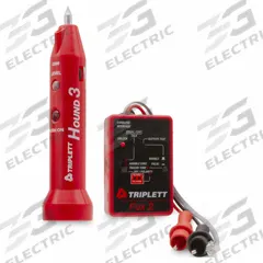 TRIPLETT Circuit Tracer Kit: 0 to 120V AC, For Non-Energized Circuit Type, CAT II 250V, No Display (MPN 3399). Key specifications — Circuit Connection Type: Alligator Clips; Brand: TRIPLETT; Signal Output Current: DE-Energized; Manufacturer Part Number: 3399; Product Type: Circuit Breaker Finder; Tracing Locations: Floors; Operating Frequency: 400 to 500 kHz; Voltage Range: 0 to 120V AC.