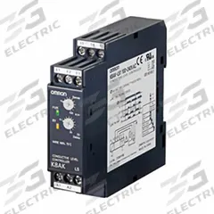 OMRON Level Control Relay: DIN-Rail Mounted, Single Probe, 5 A Current Rating, 100 to 240V AC (MPN K8AK-LS1 100-240VAC). Key specifications — Contact Rating (AC): 5 A @ 250V AC; Contact Rating (DC): 5 A @ 30V DC; Electrical Connection: Screw Terminal; Mounting Style: DIN Rail; Number of Probes: Single Probe; Relay Function: Pump Up; Status Indicator: LED Indicator; Brand: OMRON.
