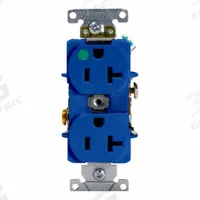 LEVITON Duplex Receptacle/Oultet, 20 Amp: Hospital Grade, Duplex, 5-20R, Blue, 125V AC, 20 A (MPN 8300-HBU)