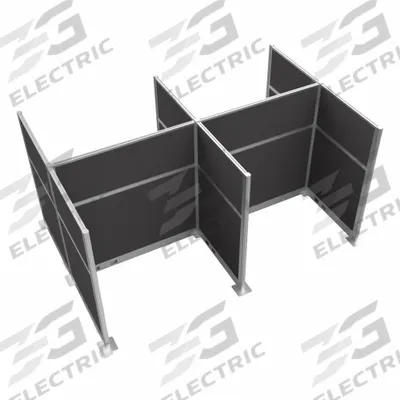 VERSARE Cubicle Kit: 72 in Overall Ht, 48 in_72 in Overall Wd, 8 Panels, Charcoal Gray - Modular Cubicle Walls