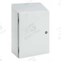 HOFFMAN Sloped Top Enclosure: Steel, 24 in x 24 in x 12 in, NEMA 12/13/4, Solid Cover, Hinged (MPN CSD242412ST). Key specifications — Closure Method: 1/4-Turn Latch; Brand: HOFFMAN; Knockouts: Not Included.