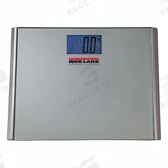 RICE LAKE WEIGHING SYSTEMS Bathroom Scale: Digital, kg/lb, 15 3/8 in Weighing Surface Wd (MPN 201124). Key specifications — Brand: RICE LAKE WEIGHING SYSTEMS; Weighing Units: kg; Standards: CE Approved; IP Rating: Not IP Rated; Indicator Attachment: Integrated; Includes: (2) AAA Batteries; Readability: 0.2 lb.
