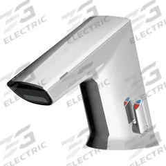 SLOAN Bathroom Sensor Faucet: BASYS, Cast Zinc, Chrome Finish, Single-Post, Battery, Back-Check Tee (MPN EFX350.000.0000). Key specifications — Brand: SLOAN; Includes: (4) AA Alkaline Battery; Series: BASYS.