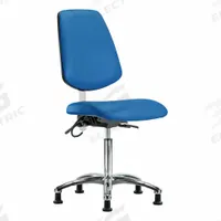 ESD Task Chair: Vinyl, Armless, Ht Range 21 1/2 in to 29 in, 18 1/2 in Seat Wd, 17 in Seat Dp, Blue (MPN BR-ESD-VMBCH-MB-CR-T0-A0-NF-EG-ESDBLU). Key specifications — Foot Support: No; Back Tilt Backward: 13.5°; Back Tilt Forward: 10.5°; Base Material: Aluminum; Brand: APPROVED VENDOR; Product Type: ESD Task Chair; ESD-Safe: ESD-Safe.
