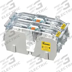 BUSSMANN Fuse Block: Open Block Design, 2 Pole, 600 V AC, Box Lug, Non-Indicating (MPN JM60200-2CR). Key specifications — Brand: BUSSMANN.