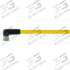 Cordset: M8 Female Right Angle X Bare Wire, 4 Pins, Yellow, PVC, 7.5 m Cable Lg, 24 AWG Wire Size (MPN 7000-08101-0110750). Key specifications — Cable Jacket Color: Yellow; End 1 Mounting Orientation: Right Angle; End 1 Gender: Female; End 1 Connection Type: M8; Cable Jacket Material: PVC; Brand: MURRELEKTRONIK; IP Rating: IP67; End 2 Connection Type: Bare Wire.