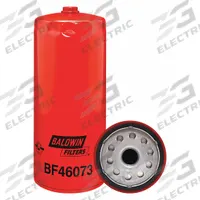 BALDWIN FILTERS Fuel Filter: Spin-On, 4 1/4 in Outside Dia, 1"-14 Thread Size, Cellulose, Leibherr (MPN BF46073). Key specifications — attr1137520: BF46073; attr1137521: FS1094; attr434022: BALDWIN FILTERS; attr427730: Cellulose; attr427731: M12 x 1.5 Sensor Port Thread; attr1017112: Buses; attr1017113: Leibherr.