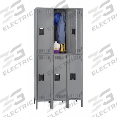 TENNSCO Wardrobe Locker: 36 in x 12 in x 78 in, Louvered, 2 Tiers, 3 Units Wide - Quiet-Close Louvered Metal Wardrobe Lockers