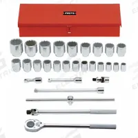 PROTO Socket Set: 3/4 in Drive, 29 Piece, 12-Point, SAE, 7/8 in to 2 3/8 in (MPN J55104A). Key specifications — attr1224269: 3/4 in; attr1204638: Drive Tools Included; attr1204650: 7/8 in to 2-3/8 in; attr1204673: Socket Bits Not Included; attr1204681: Wrenches Not Included; attr1204688: PROTO; attr1206170: Drive Tools.