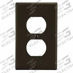 HUBBELL Wall Plate: Duplex Outlet, 1 Gang, Brown, Midsize Size (MPN PJ8). Key specifications — Brand: HUBBELL; Material: Polycarbonate.