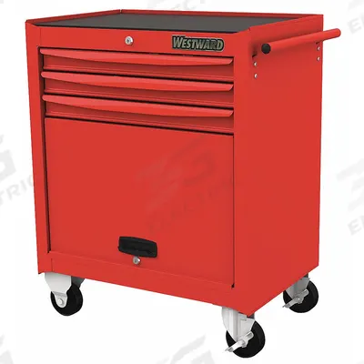 WESTWARD Rolling Tool Cabinet: Red / Red Drawer, 28 11/16 in W x 18 in D x 33 7/8 in H - Light-Duty Rolling Tool Cabinets