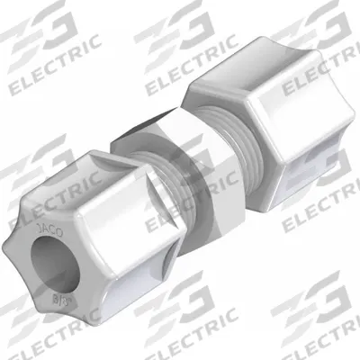 JACO Union Compression Connector: 3/8 in OD x 1/4 in OD Size, Compression x Compression - Polypropylene Compression Tube Fittings