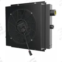 AKG Forced Air Oil Cooler: 36 hp Heat Removed, 80 gpm Max. Flow, 250 psi Max. Pressure, 12V DC (MPN DCSB30-12-BP25-3). Key specifications — attr96059: SAE #20; attr96056: IP 68; attr96057: 12V DC; attr98919: AKG.