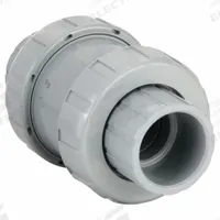 HAYWARD Check Valve: Ball, Inline Valve Body, CPVC, 1 1/2 in Pipe Size, True Union Socket/NPT, Std (MPN TC20150ST). Key specifications — Ball Material: CPVC; Brand: HAYWARD.