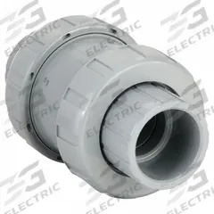 HAYWARD Check Valve: Ball, Inline Valve Body, CPVC, 1 1/2 in Pipe Size, True Union Socket/NPT, Std (MPN TC20150ST). Key specifications — Ball Material: CPVC; Brand: HAYWARD.