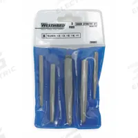 WESTWARD Screw Extractor Set: 5 Pc, Straight Flute, Size #1/#2/#3/#4/#5, 1/4 in to 5/8 in Capacity (MPN 2RUR7). Key specifications — attr1030267: WESTWARD; attr1030276: 1/4 in to 5/8 in; attr1030283: 2RUR7; attr1030273: #2; attr1075325: 1/4 in to 5/8 in.