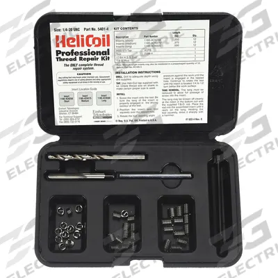 HELI-COIL Thread Repair Kit: Tanged Tang Style, Free-Running, #6-40 Thread Size - Insert & Tool Kits