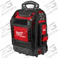 MILWAUKEE PACKOUT Tool Backpack: 18 in W x 9 1/2 in D x 20 in H, Polyester, Red, 35 Inside Pockets (MPN 48-22-8303). Key specifications — attr1120376: MILWAUKEE; attr1120463: Polyester; attr1120464: Red.