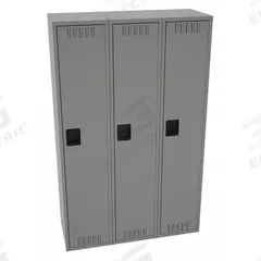 TENNSCO Wardrobe Locker: 15 in x 18 in x 72 in, Louvered, 1 Tiers, 3 Units Wide, Padlock Hasp, Steel (MPN STS-151872-CMG). Key specifications — Brand: TENNSCO; Locker Color: Medium Gray; Door Type: Louvered; Locker Material: Steel; Assembled: Assembled; Number Plate Included: Yes.