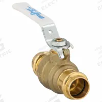 MILWAUKEE VALVE Manual Two-Way Ball Valve: 3/4 in, Brass, Straight, Press x Press, Two-Piece (MPN UPBA-480B - 34). Key specifications — Brand: MILWAUKEE VALVE; Handle: Lever.