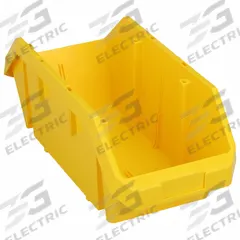 QUANTUM STORAGE SYSTEMS Cross-Stacking Bin: 8 3/8 in x 18 1/2 in x 7 in, Yellow, 75 lb Load Capacity (MPN QP1887YL). Key specifications — Electrostatic Discharge: Not Electrostatic Discharge Conductive; Brand: QUANTUM STORAGE SYSTEMS; % Recycled Content: 0%.