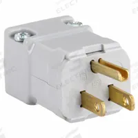 HUBBELL Straight Blade Plug: 5-15P, 125V AC, 15 A, 2 Pole, 3 Blade, Gray (MPN HBL5965VGY)