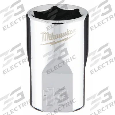 MILWAUKEE Standard Socket: Metric, 3/8 in Drive Size, 13 mm Socket Size, 6-Point - Anti-Roll Hand Sockets