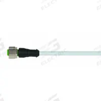 Cordset: M12 Female Straight X Bare Wire, 4 Pins, Gray, PUR, 0.3 m Cable Lg, 4 A Max Current (A) (MPN 7000-12221-2340030). Key specifications — Cable Jacket Color: Gray; End 1 Gender: Female; End 1 Mounting Orientation: Straight; End 2 Connection Type: Bare Wire; IP Rating: IP66K; Brand: MURRELEKTRONIK; Wire Size: 22 AWG; Cable Jacket Material: PUR.
