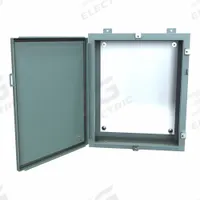 HAMMOND Electrical Enclosure: Steel, 24 in x 20 in x 8 in, NEMA 12/13/3R/4, w/Panel, Solid Cover (MPN 1418N4E8). Key specifications — Closure Method: Clamps; Brand: HAMMOND; Knockouts: Not Included.