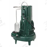 ZOELLER Sewage Ejector Pump: Cast Iron, Single Phase, 1 hp, 230V AC, 157 gpm Flow Rate @ 10' of Head (MPN 284-0003). Key specifications — Impeller Material: Cast Iron; Rated Voltage: 230V AC; Brand: ZOELLER; Switch: Integral Vertical Float.